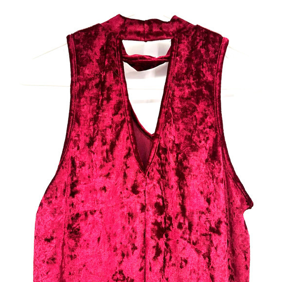 Altar'd State size medium red faux velvet sleeveless dress cutout back and chest - Picture 4 of 6